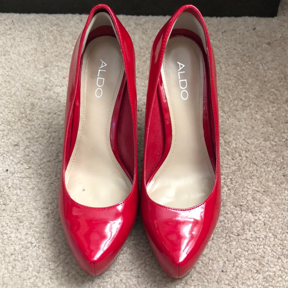 Aldo Red Patent Leather Platform Stilettos Size 39 - Picture 3 of 7
